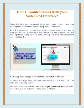 Hide Unwanted things from your SuiteCRM Interface!