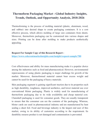 Thermoform Packaging Market - Global Industry Insights, Trends, Outlook, and Opportunity Analysis, 2018-2026