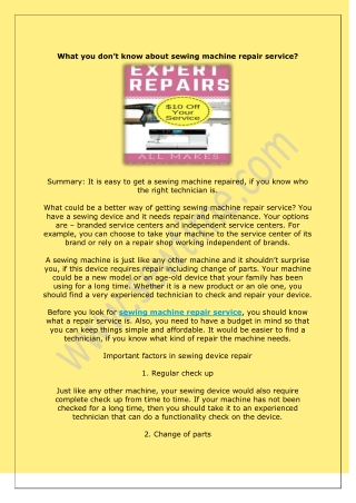 What you don’t know about sewing machine repair service?