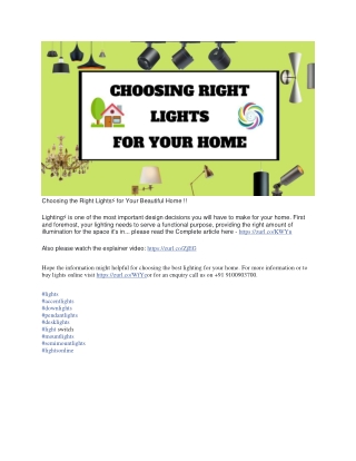 Choosing the Right Lights for Your Beautiful Home
