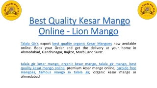 Best Quality Kesar Mango Online - Lion Mango