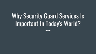 Why Security Guard Services Is Important In Today’s World?