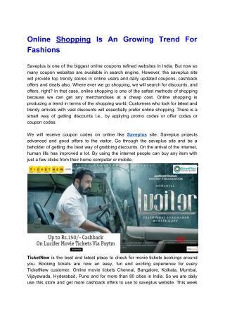 Online Shopping Is An Growing Trend For Fashions