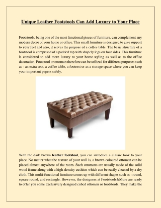 Unique Leather Footstools Can Add Luxury to Your Place