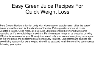 Easy Green Juice Recipes For Quick Weight Loss