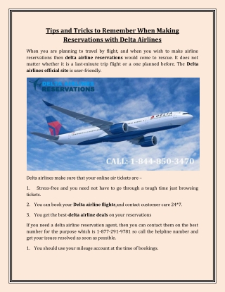 Tips and Tricks to Remember When Making Reservations with Delta Airlines