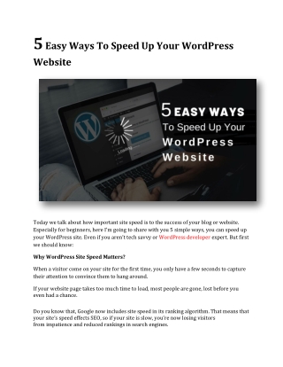 5 Easy Ways To Speed Up Your WordPress Website