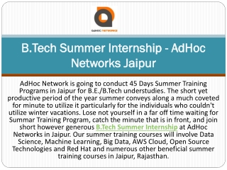 B.Tech Summer Internship - AdHoc Networks