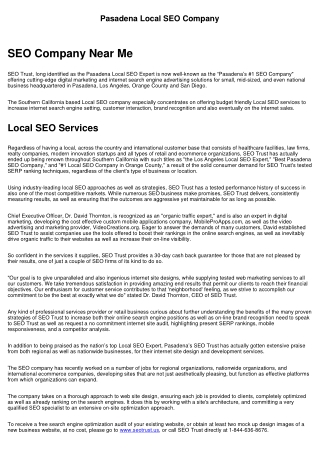 Pasadena Local SEO Services