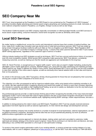 Pasadena Local SEO Agency