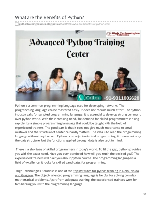 HTS‌ India|Python course,Institute, coaching, training center in Delhi-NCR.