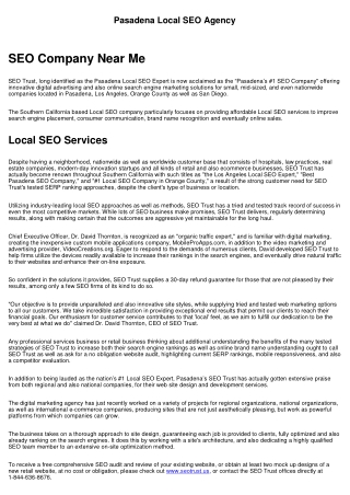 Pasadena Local SEO Agency