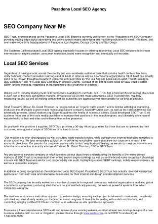 Pasadena Local SEO Services