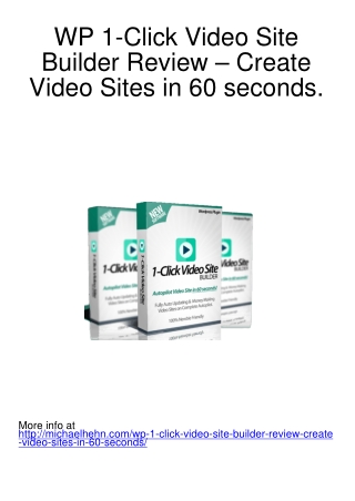 WP 1-Click Video Site Builder Review – Create Video Sites in 60 seconds.