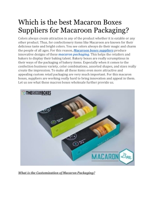 Which is the best Macaron Boxes Suppliers for Macaroon Packaging?