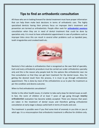Tips to find an orthodontic consultation