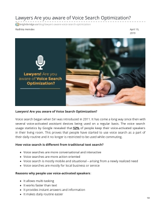 Lawyers Are you aware of Voice Search Optimization?