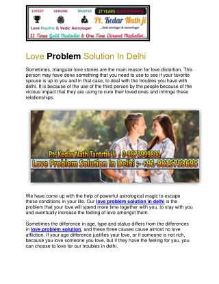 Love Problem Solution In Delhi - 91-9815753695, 0-9872999801 - Pt. Kedar Nath Ji
