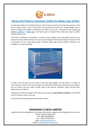Choose Pet Preform Containers Online for Better Care of Pets