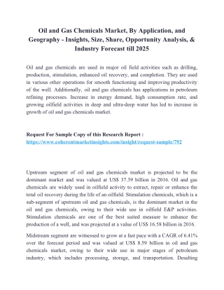 Oil And Gas Chemicals Market