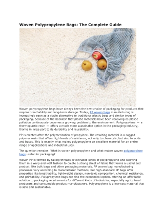 Woven Polypropylene Bags: The Complete Guide