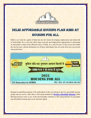 Delhi Affordable Housing Plan Aims at Housing For All
