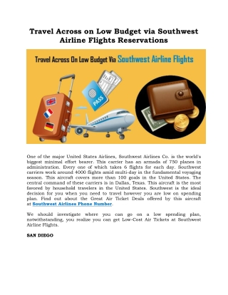 Travel Across on Low Budget via Southwest Airline Flights Reservations