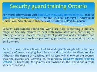 Security guard training Ontario