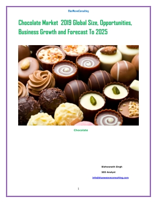 Chocolate Market 2019 Global Size, Opportunities, Business Growth and Forecast To 2025