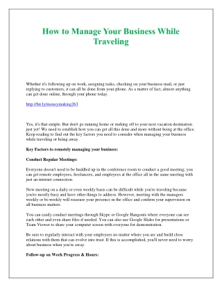 How to Manage Your Business While Traveling