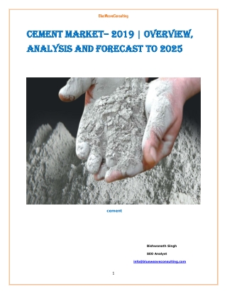 Cement Market– 2019 | Overview, Analysis and Forecast to 2025