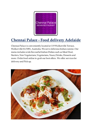 30% Off -Chennai Palace-Adelaide - Order Food Online