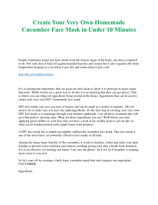 Create Your Very Own Homemade Cucumber Face Mask in Under 10 Minutes
