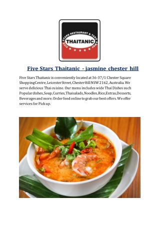 15% Off - Five Stars Thaitanic - Chester Hill