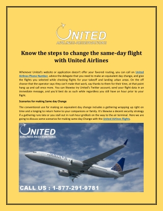 Know the steps to change the same-day flight with United Airlines