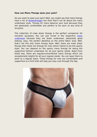 How can Mens Thongs ease your pain?