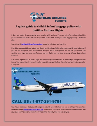A quick guide to child & infant baggage policy with JetBlue Airlines Flights