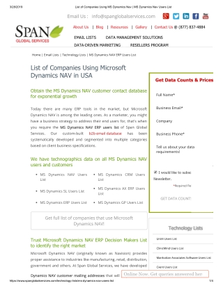 MS Dynamics NAV Customers Mailing List