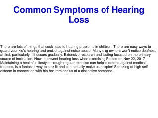 Common Symptoms of Hearing Loss