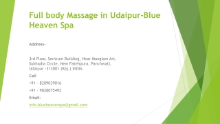 Full body Massage in Udaipur-Blue Heaven Spa