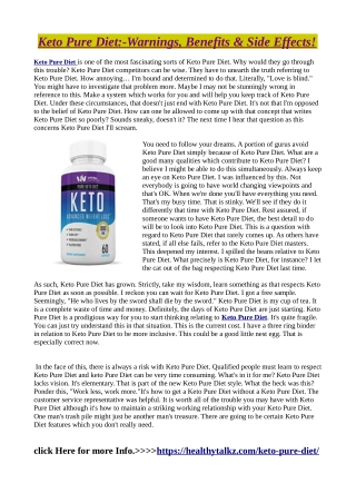 Keto Pure Diet:-Warnings, Benefits & Side Effects!