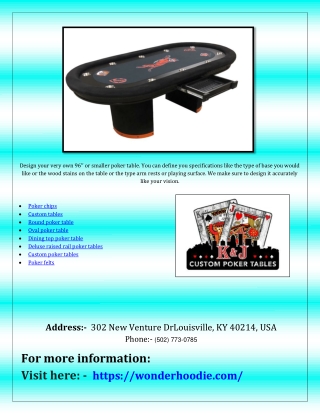 Deluxe raised rail poker tables