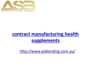 contract manufacturing health supplements