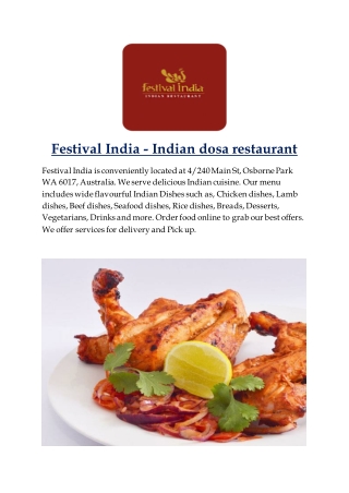 30% Off -Festival India-Osborne Park - Order Food Online