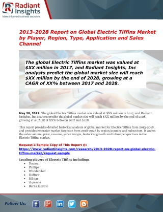 Global Electric Tiffins Market : Future Demand, Market Analysis & Outlook to 2028