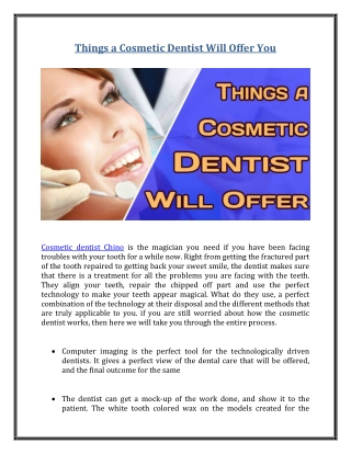 Things a Cosmetic Dentist Will Offer You