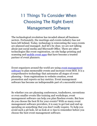 11 Things To Consider When Choosing The Right Event Management Software