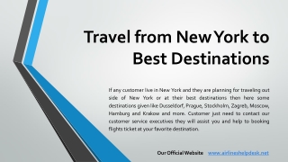 Travel from New York to Best Destinations - By Cheap Flights Ticket!