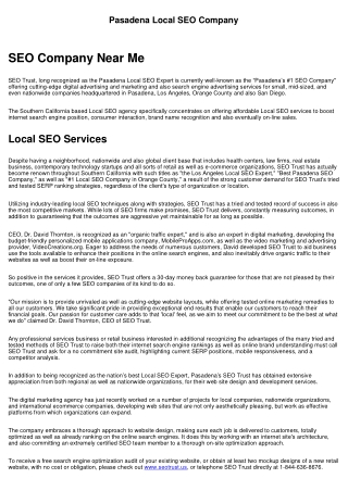 Pasadena Local SEO Agency