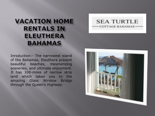 Vacation home rentals in Eleuthera Bahamas